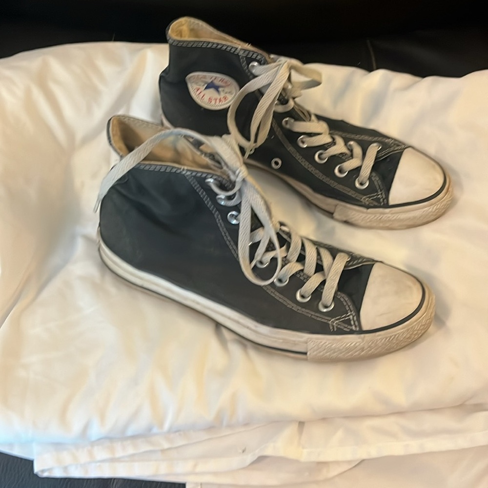 Converse Black and White High-Top Athletic Shoes - Picture 3 of 6